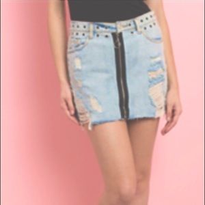 Denim Zippered Skirt